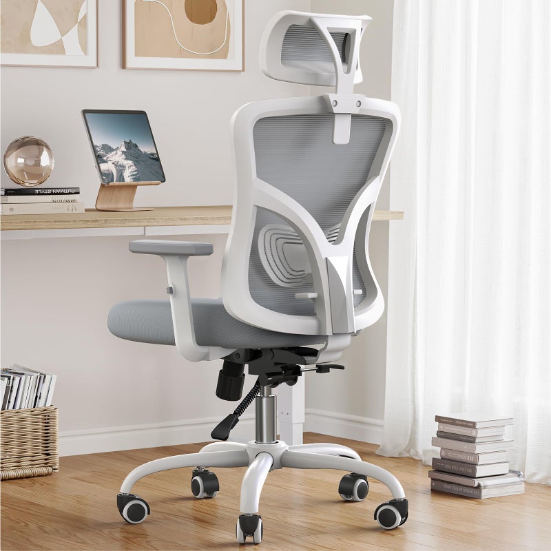 NOBLEWELL NOBLEWELL Ergonomic Office Chair Desk Chair with 2 Adjustable Lumbar Support Headrest 2D Armrest Office Chair Backrest 135 Freely Locking and Rocking Computer Chair for Home Office