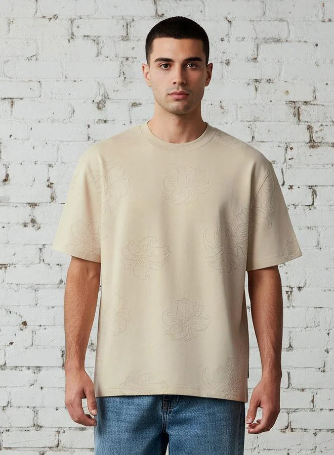 Lee Cooper Lee Cooper Men Regular Fit Crew Neck Short Sleeves Textured T shirt