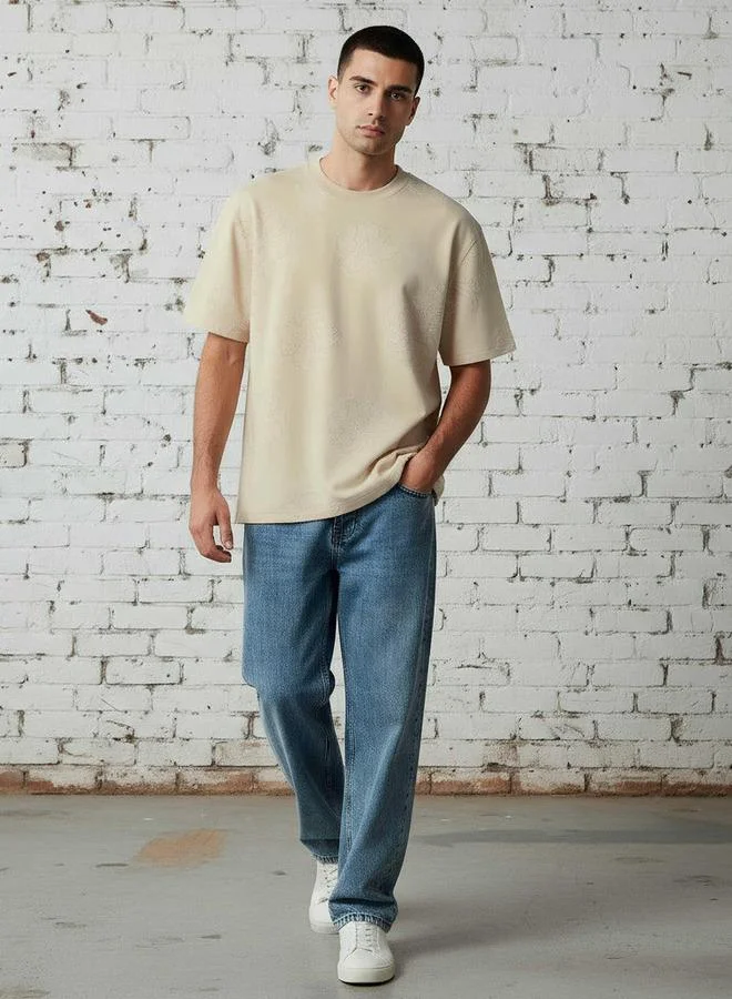 Lee Cooper Lee Cooper Men Regular Fit Crew Neck Short Sleeves Textured T shirt