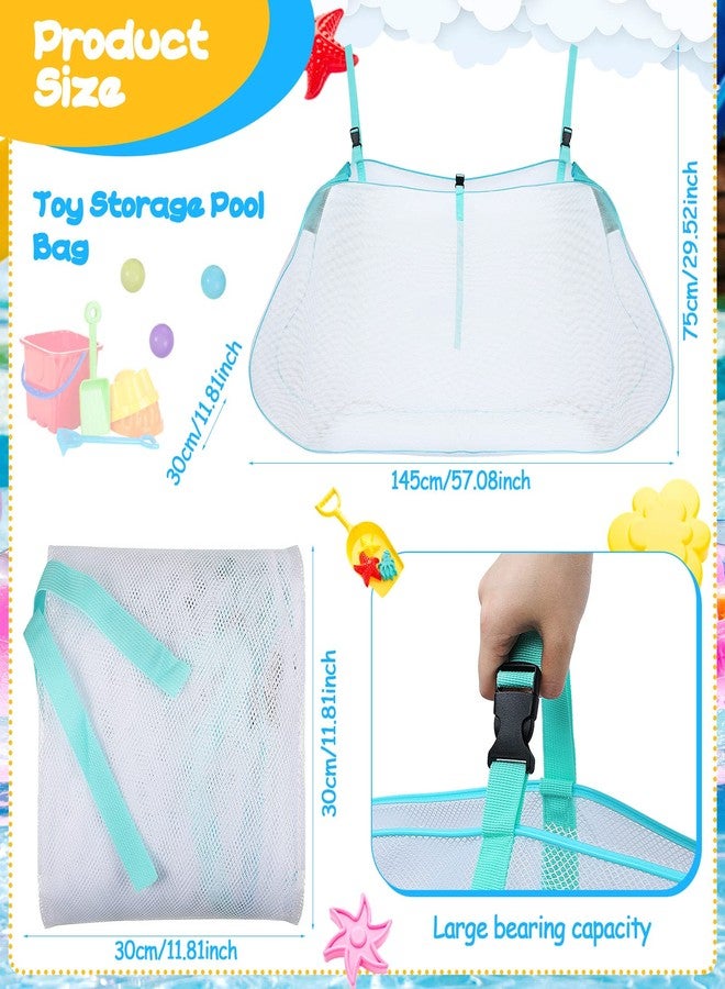 Fabbay 2 Pcs Pool Storage Bag 57 × 30 Inch Pool Storage Swimming Bag Large Hanging Net Swimming Accessories Organizer for Inflatables, Floats, Football, Basketballs, Garage Supplies - Image 2