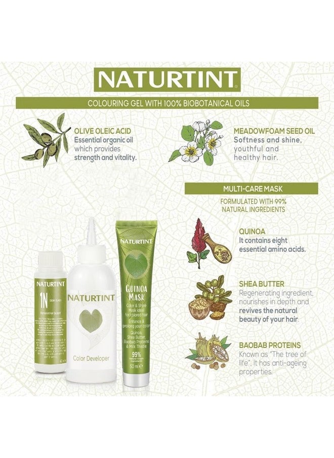 NATURTINT Permanent Hair Color | Ammonia Free Hair Colour Gel | 92% Natural Ingredients | Usda Certified Biobased | 100% Grey Coverage Long Lasting Hair Colour Vegan 170 Ml 1N Ebony Black  - Image 5