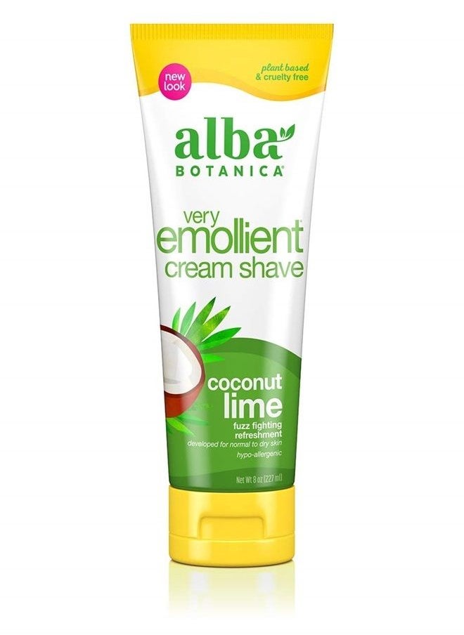 Alba Botanica Very Emollient Cream Shave, Coconut Lime, 8 Oz  - Image 1
