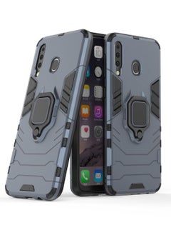 RICOONLINE for Samsung Galaxy M30/A40S Case, Shockproof Protective Phone Cover with Metal Ring Stand Blue  - Image 3