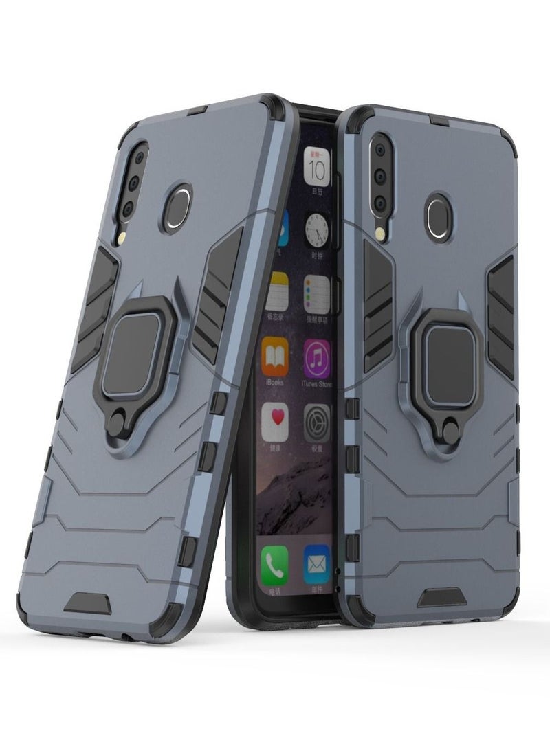 RICOONLINE - for Samsung Galaxy M30/A40S Case, Shockproof Protective Phone Cover with Metal Ring Stand Blue - Image 1