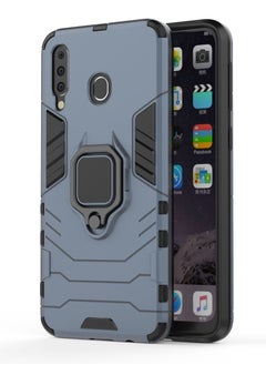 RICOONLINE for Samsung Galaxy M30/A40S Case, Shockproof Protective Phone Cover with Metal Ring Stand Blue  - Image 1