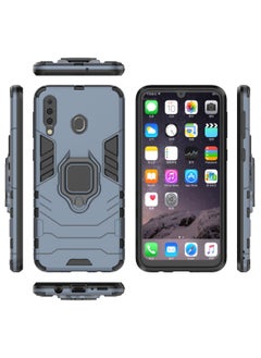 RICOONLINE for Samsung Galaxy M30/A40S Case, Shockproof Protective Phone Cover with Metal Ring Stand Blue  - Image 4