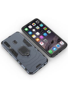 RICOONLINE for Samsung Galaxy M30/A40S Case, Shockproof Protective Phone Cover with Metal Ring Stand Blue  - Image 2