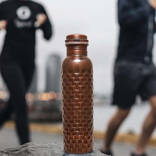 Craft Trade Copper Water Bottle 34 Oz, 100% Pure Copper Bottle, Ayurveda Inspired Vessel for Wellness, Handcrafted in Diamond Pattern with Jute Carry Case, Boosts Immunity, Leak-Proof, BPA-Free - Image 5