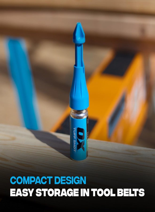 أكس أداة تحديد المدى العميق Tuff Shot من OX Tools، علامات ثقب الحفر، طلقة طباشيرية من طلقة غير دائمة من طباشير أخضر عالي الوضوح للثقب العميق، علامة طويلة المدى، 250 طلقة طباشيرية متقطعة - Image 5