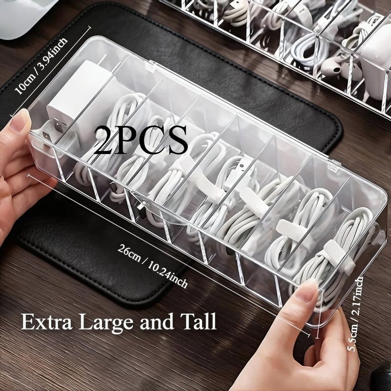 Large Transparent 2PCS Storage Box Lid Heavy Duty Stackable Organizer - Image 1