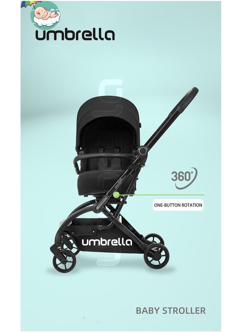 umbrella - premium baby Stroller Umbrella Max easy luxurious chair move 360 very small size when closing and carseat high quality- black - Image 1