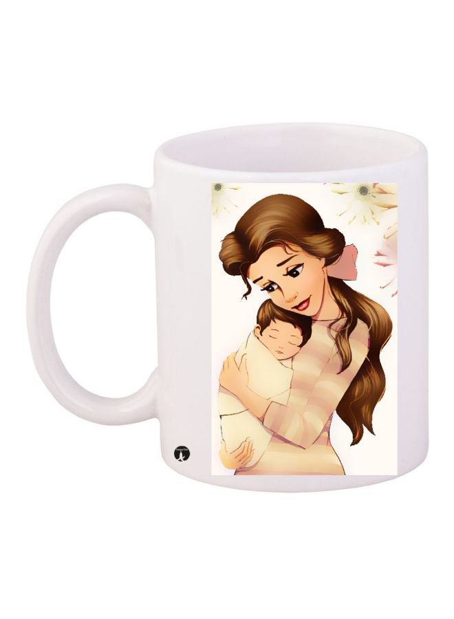 Cartoon Printed Coffee Mug White/Beige/Brown 11ounce