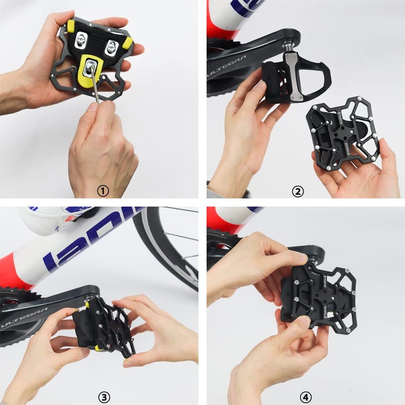 Thinvik Bike Clipless Pedal Platform Adapters Compatible with Shimano SPD-SL/SPD,Look Keo/Delta,Peloton Bike Pedals and Cleats,Clipless Pedals Convert to Flat Pedals - CNC Aluminum Alloy - Image 5