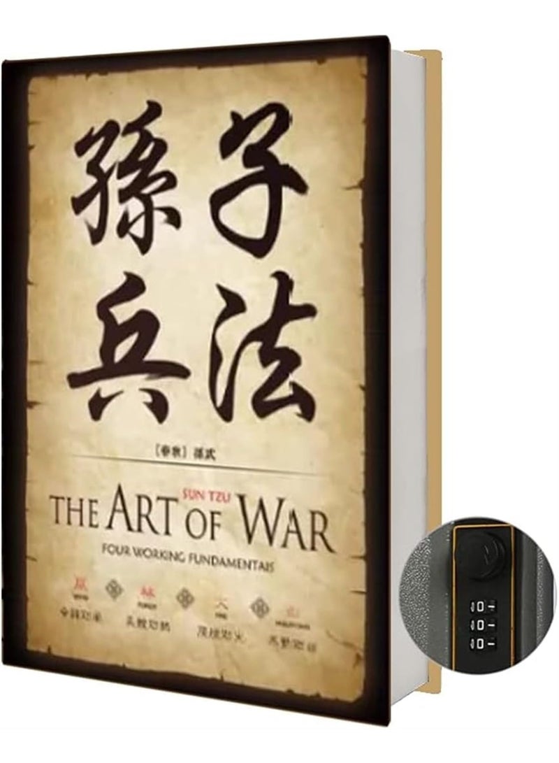 Chinoiserie Diversion Book Safe Storage Box  With Security Combination Lock, Chinese style Ornaments Secret Hidden Safe (The Art of War - Combination Lock) - Image 1