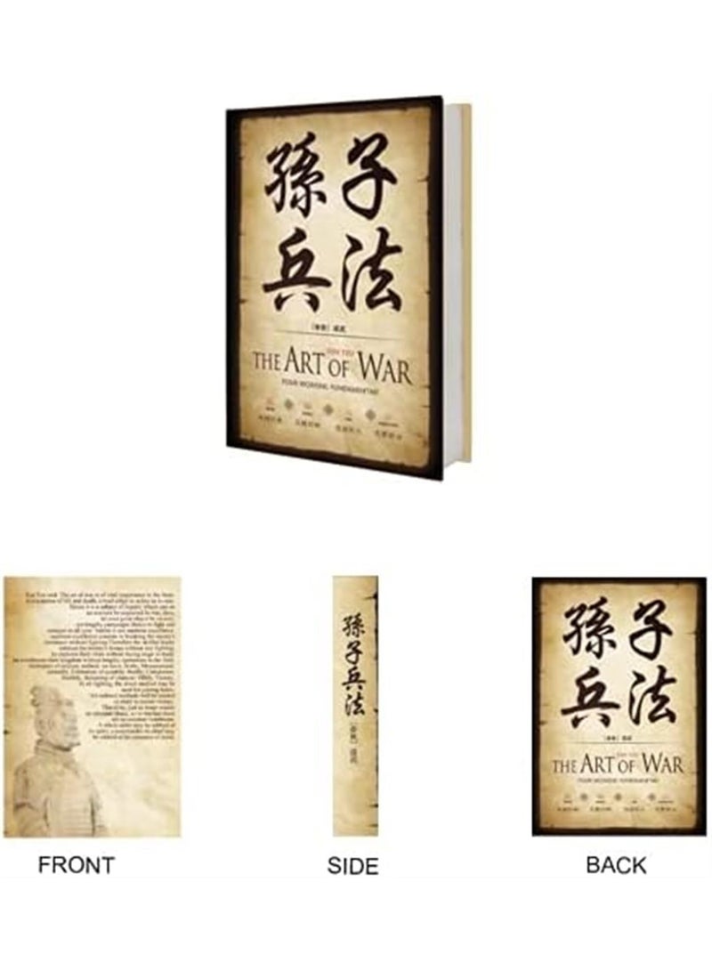 Chinoiserie Diversion Book Safe Storage Box  With Security Combination Lock, Chinese style Ornaments Secret Hidden Safe (The Art of War - Combination Lock) - Image 2