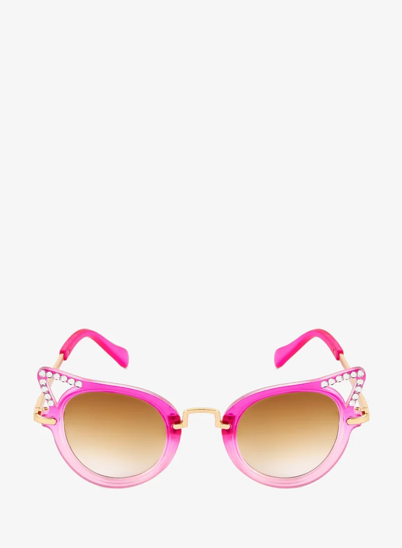 Redtag Girls Pink Embellished Cat Eye Sunglasses