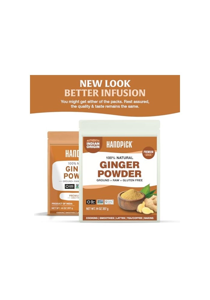 HANDPICK Ginger Powder 14oz397g No Additives No Preservatives No Fillers  Ginger Root Powder from India  Raw Gluten Free Non GMO  Perfect for Cooking Baking  Resealable Zip Lock Pouch - Image 5