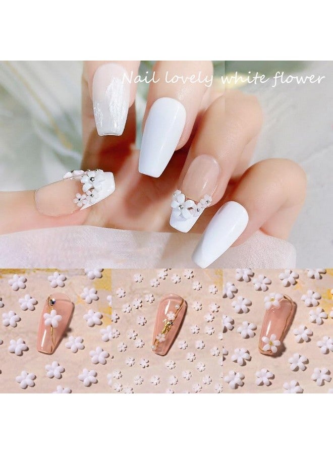 Brille Bee 3D Floral Nail Art Charms, 6 Grid Acrylic Flowers, White with Gold Silver Ball Beads - Image 3