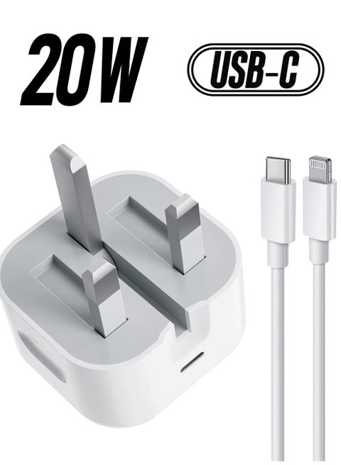 iPhone 20W USB C Fast Charger, iPhone Fast Charger Plug fast Charger Power and 1M iPhone USB C Charger Cable Compatible with i-Phone 13 12 11 Pro Max Mini X XR Xs/i-Pad, iPhone USB C Fast Charger