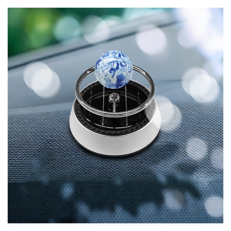 KPFILEH Solar Car Air Diffuser Alloy Planet Rotating Aromatherapy Diffuser Funny Car Dashboard Ornament Vehicle Interior Decoration Accessories for Men Women Silver - Image 3