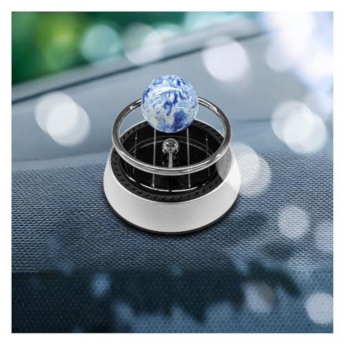 KPFILEH Solar Car Air Diffuser Alloy Planet Rotating Aromatherapy Diffuser Funny Car Dashboard Ornament Vehicle Interior Decoration Accessories for Men Women Silver - Image 1
