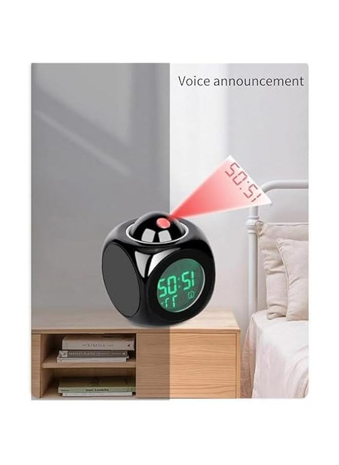 Generic - Multi Function Digital Clock LCD Projection Clock Rotatable Projector Reloj Wall Projection Voice Talking Temperature Display Led Alarm Clock Projection Alarm Clock - Image 1