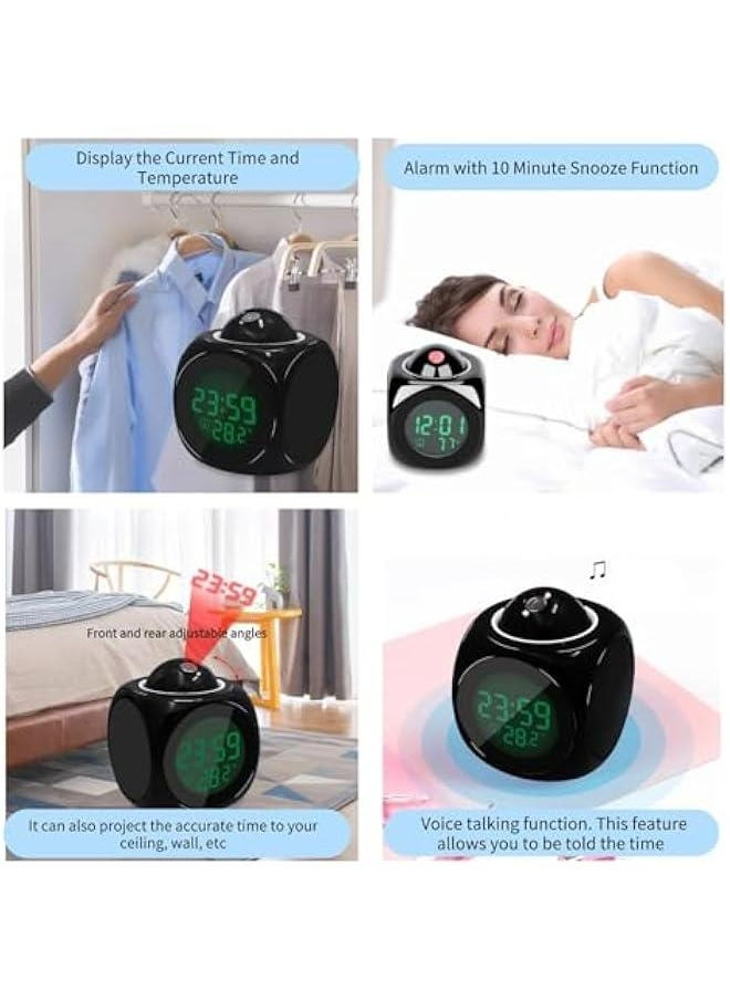 Generic - Multi Function Digital Clock LCD Projection Clock Rotatable Projector Reloj Wall Projection Voice Talking Temperature Display Led Alarm Clock Projection Alarm Clock - Image 1