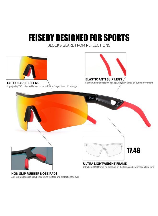 FEISEDY Kids Teens Sports Polarized Sunglasses TR90 Frame Boys Girls Cycling B2454 - Image 4