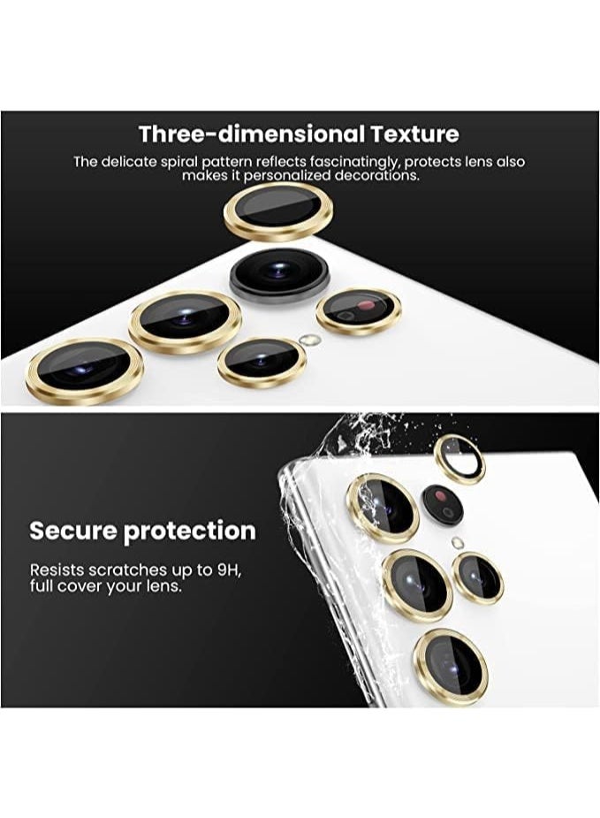 Samsung Galaxy S23 Ultra Camera Lens Protector, 9H Tempered Glass Camera Cover Screen Protector Metal Individual Ring for S23 Ultra 5G 2022 (Gold) - Image 3
