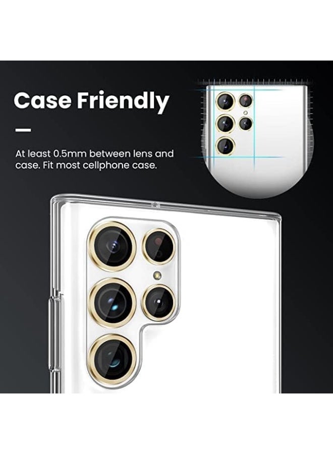 Samsung Galaxy S23 Ultra Camera Lens Protector, 9H Tempered Glass Camera Cover Screen Protector Metal Individual Ring for S23 Ultra 5G 2022 (Gold) - Image 2
