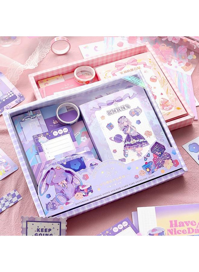 Bluejw Student Hand Account Book Gift Box Suit Cartoon Color Loose-leaf Diary Book Creative Gift Prizes Hand Account Material Wholesale - Image 2