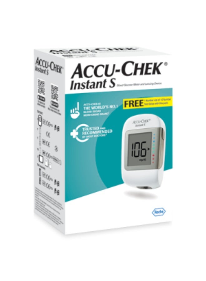 ACCU-CHEK Instant Instant S blood glucose meter compatible with Instant Strips + 10 strips Free - Image 2