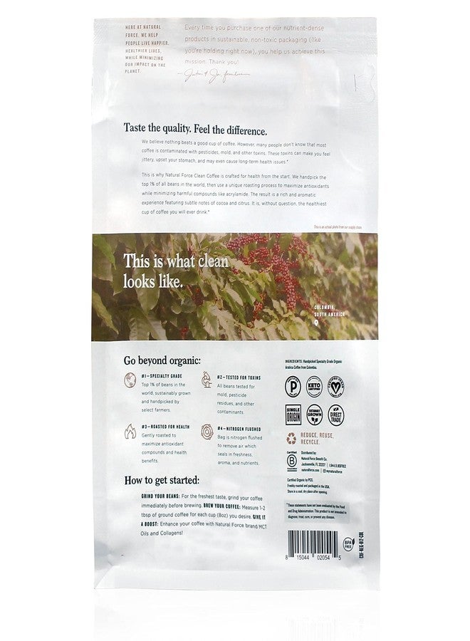 Natural Force Organic Mold Free Coffee, High CGA Coffee, Mycotoxin Free, Low Acidity, Incredible Taste & Aroma, Whole Bean Medium Roast, 12 oz - Image 2