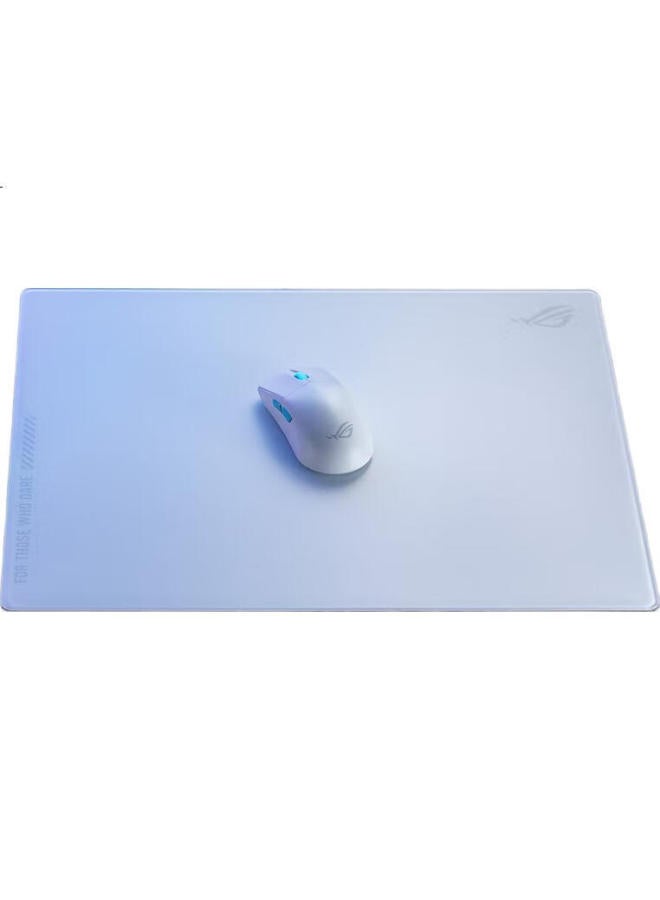 ROG وسادة ماوس للألعاب من زجاج مقسى Rog Yueshi Ace L، مطلية، زجاج مقسى 9H، وسادة مكتب كبيرة، وسادة ماوس للألعاب، قاعدة مطاطية مقاومة للانزلاق، بيضاء - Image 1