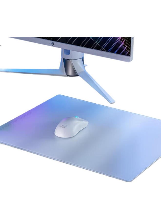 ROG وسادة ماوس للألعاب من زجاج مقسى Rog Yueshi Ace L، مطلية، زجاج مقسى 9H، وسادة مكتب كبيرة، وسادة ماوس للألعاب، قاعدة مطاطية مقاومة للانزلاق، بيضاء - Image 2