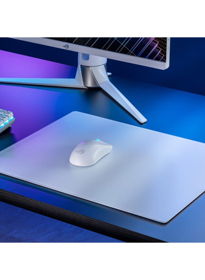 Rog Yueshi Ace L Tempered Glass Gaming Mouse Pad, Coated, 9h Tempered Glass, Large Desk Pad, Gaming Mouse Pad, Ultra-slip Resistant Rubber Bottom, White - Image 2