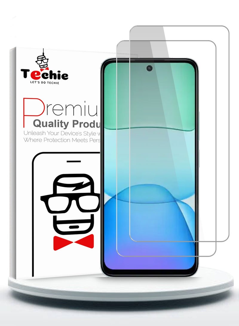Techie 2 pack HD Tempered Glass Screen Protector for Xiaomi Redmi 13 4G 2024 - Anti Reflection Anti Bubbles 9H Hardness 0.33 mm Rounded Edges Easy Installation - Image 1