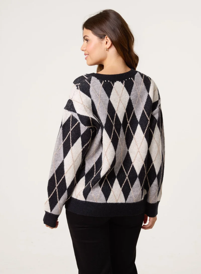 Blue Vanilla Argyle-Patterned Knit Jumper