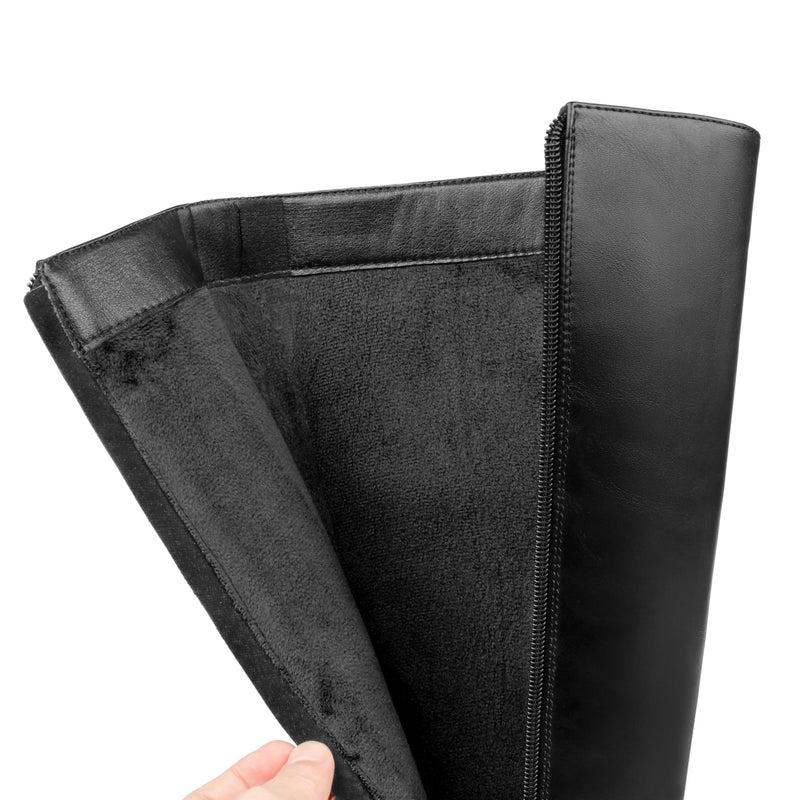 COLETER Women's Knee High Boots Pointed Toe Stiletto Buckle Dress Boots Zipper Heeled Boots Matte Black 7.5US - Image 4