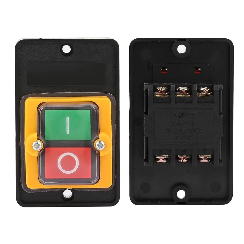 klarako Drill Press Push Button Switch, AC220V/380V Waterproof On/Off Start Stop 10A Single Phase Motor Start Stop Button - Image 3