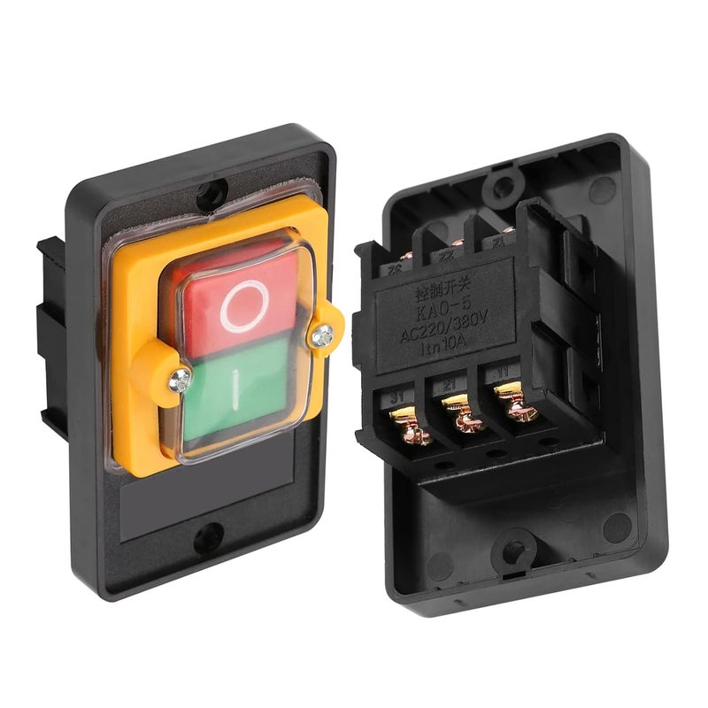 klarako Drill Press Push Button Switch, AC220V/380V Waterproof On/Off Start Stop 10A Single Phase Motor Start Stop Button - Image 4