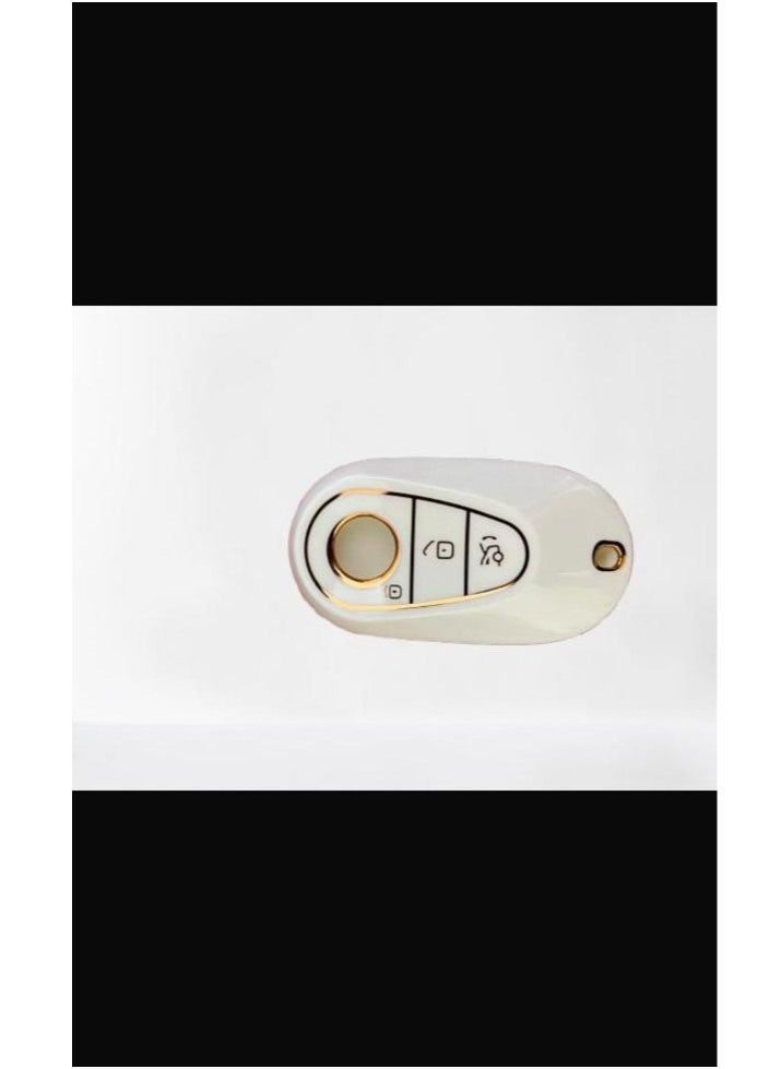 OATSBASF Car Key Case for Mercedes-Benz C S Class W206 W223 (2020 & Up) – Protective Key Cover, Golden Edge Black