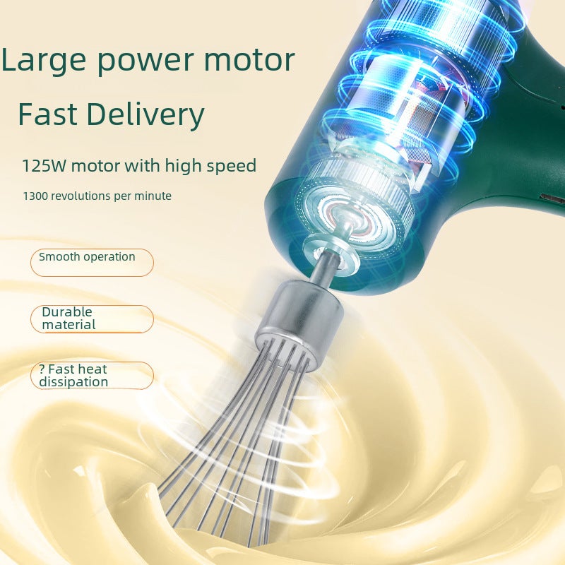 Egg beater household electric Mini automatic cake machine cream egg white whisk mixer baking tool(J-8 Green) - Image 4