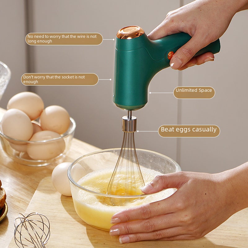 Egg beater household electric Mini automatic cake machine cream egg white whisk mixer baking tool(J-8 Green) - Image 2