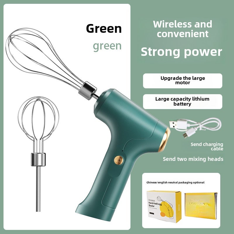Egg beater household electric Mini automatic cake machine cream egg white whisk mixer baking tool(J-8 Green) - Image 1