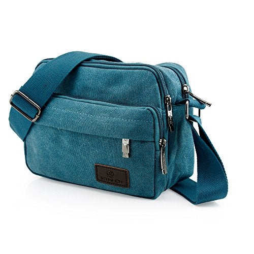 GEARONIC TM Men Vintage Crossbody Canvas Messenger Shoulder Bag Hiking Military Travel Satchel - Green - Image 1
