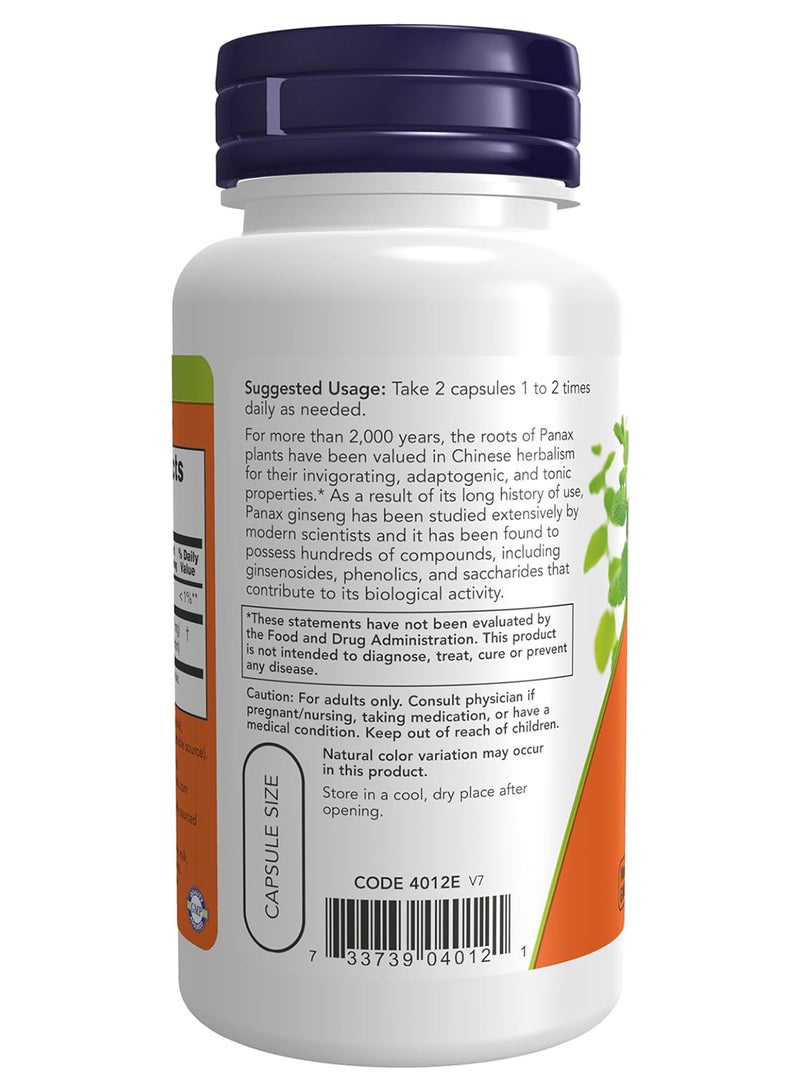 now Panax Ginseng 500 Mg 100 Veg Capsules - Image 3