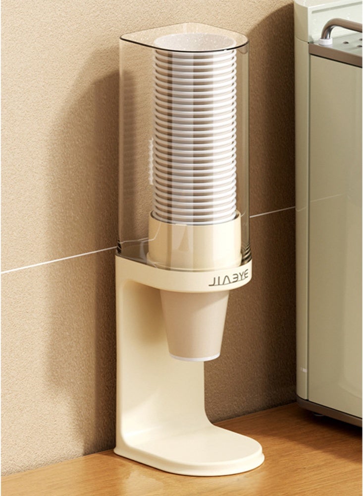 L size beige color plastic paper cup holder stand, on cups - Image 1