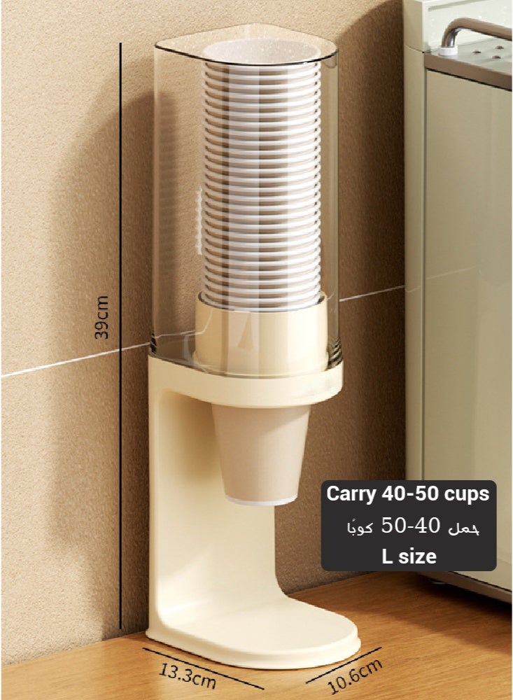 L size beige color plastic paper cup holder stand, on cups - Image 2