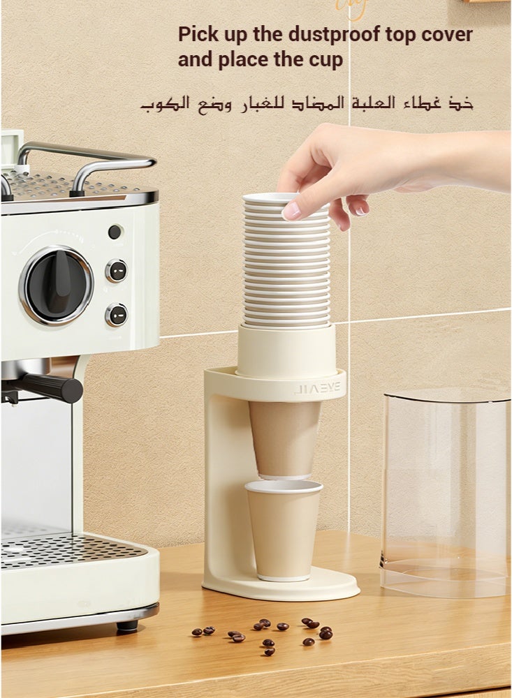 L size beige color plastic paper cup holder stand, on cups - Image 3